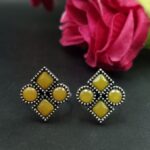 Bulk 444 Handcrafted Oxidized Toe Ring | Adjustable Silver Replica Vintage Look Stone Best Jewelry - "Yellow"