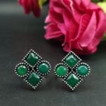 Bulk 450 Handcrafted Oxidized Toe Ring | Adjustable Silver Replica Vintage Look Stone Best Jewelry - "Green"