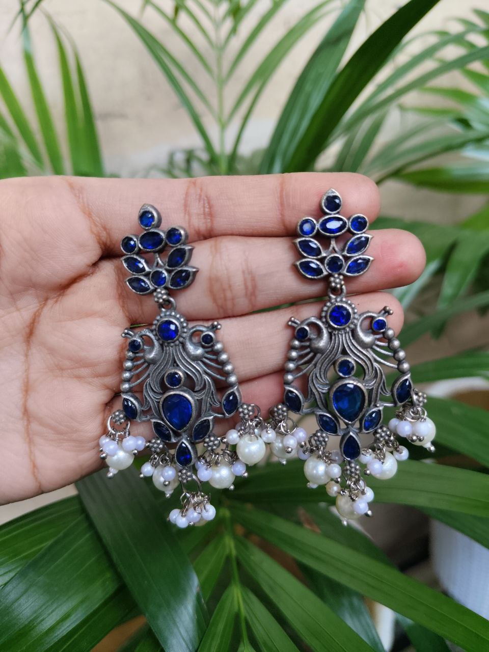 Elegant Peacock Design Earrings | Silver Replica Dangler with Stone & Pearl Detailing Best Jewelry 10 Elegant Peacock Design Earrings | Silver Replica Dangler with Stone & Pearl Detailing Best Jewelry - Image 11