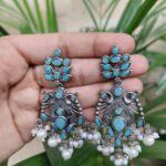 Bulk 122 Elegant Peacock Design Earrings | Silver Replica Dangler with Stone & Pearl Detailing Best Jewelry - "Mint"