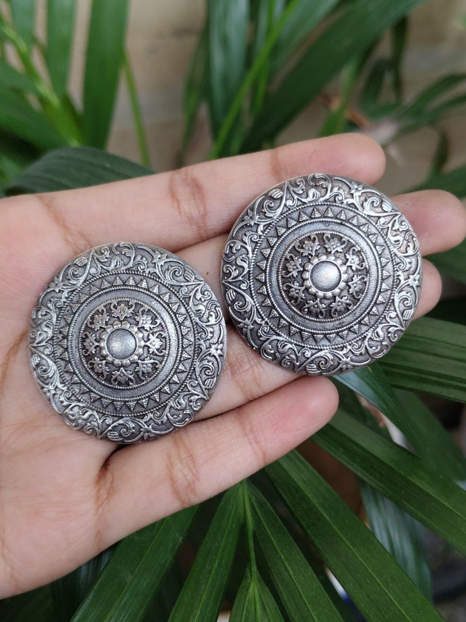 Best Trendy Floral Art Stud Earrings | Oxidized Ethnic Silver Replica Earring for Women 4 Floral Art Oxidized Silver Replica Stud Earrings for Women