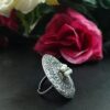 Adjustable Floral Art Pearl Work Ring | Oxidized Silver Replica Ethnic Perfect Jewelry for Women 12 Oxidized Silver Replica Floral Art Pearl Work Adjustable Ring for Women