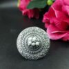 Adjustable Floral Art Pearl Work Ring | Oxidized Silver Replica Ethnic Perfect Jewelry for Women 9 Oxidized Silver Replica Floral Art Pearl Work Adjustable Ring for Women