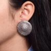 Floral Art Oxidized Silver Replica Stud Earrings for Women