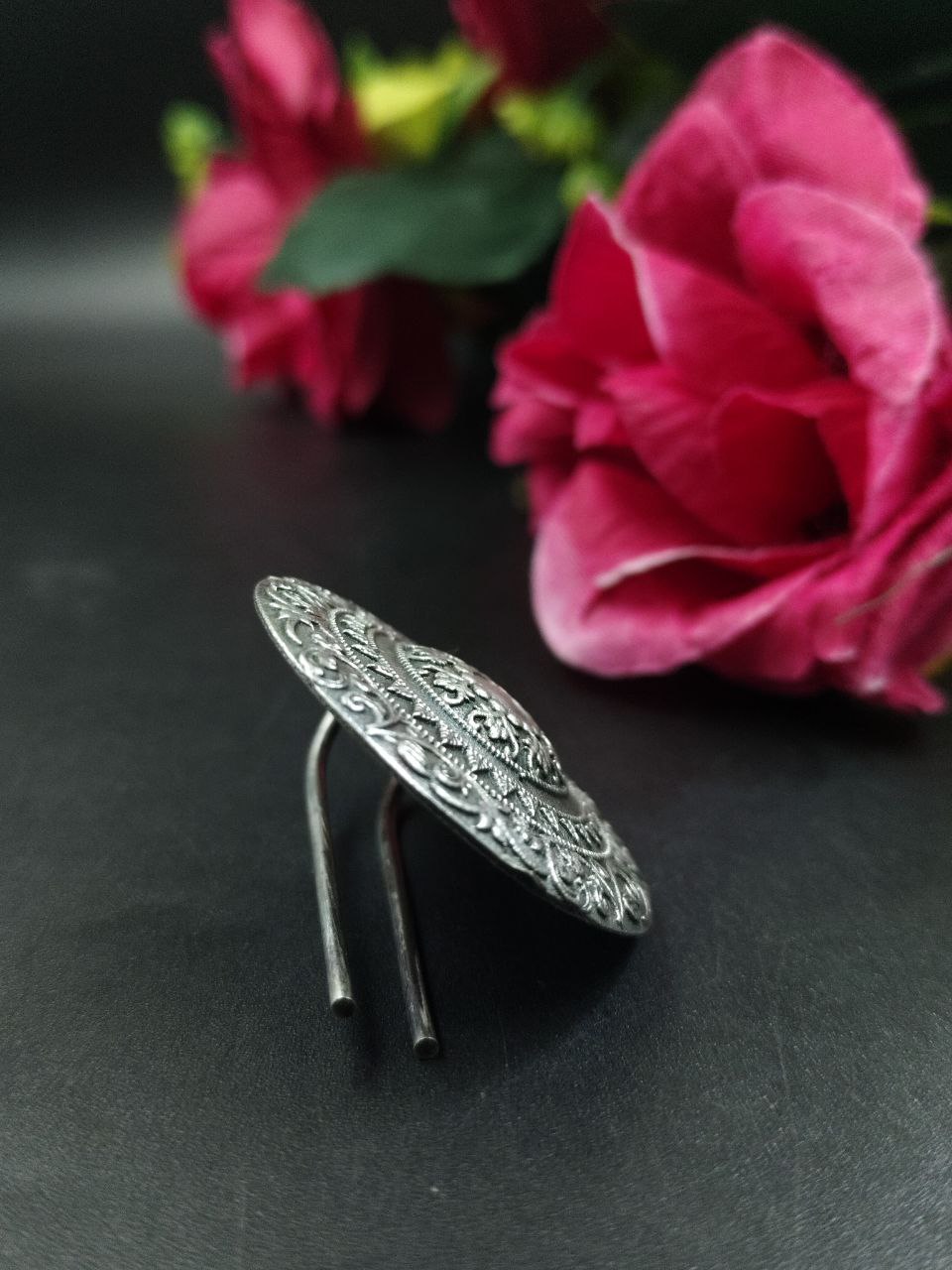 Handcrafted Floral Art Hair Pin | Oxidized Silver Replica Perfect Jewelry For Women 3 Oxidized Silver Replica Floral Art Hair Pin for Women
