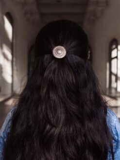 Oxidized Silver Replica Floral Art Hair Pin for Women