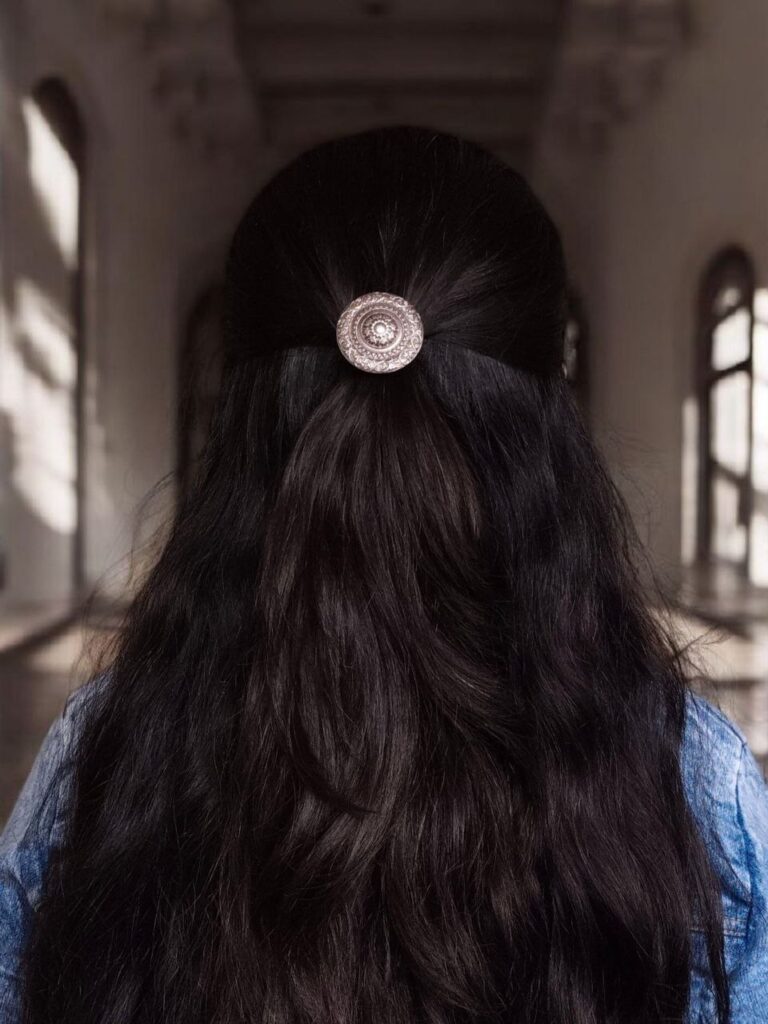 Handcrafted Floral Art Hair Pin | Oxidized Silver Replica Perfect Jewelry For Women