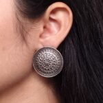 Trendy Oxidized Stud Earrings | Ethnic Silver Replica Amazing Jewelry for Women
