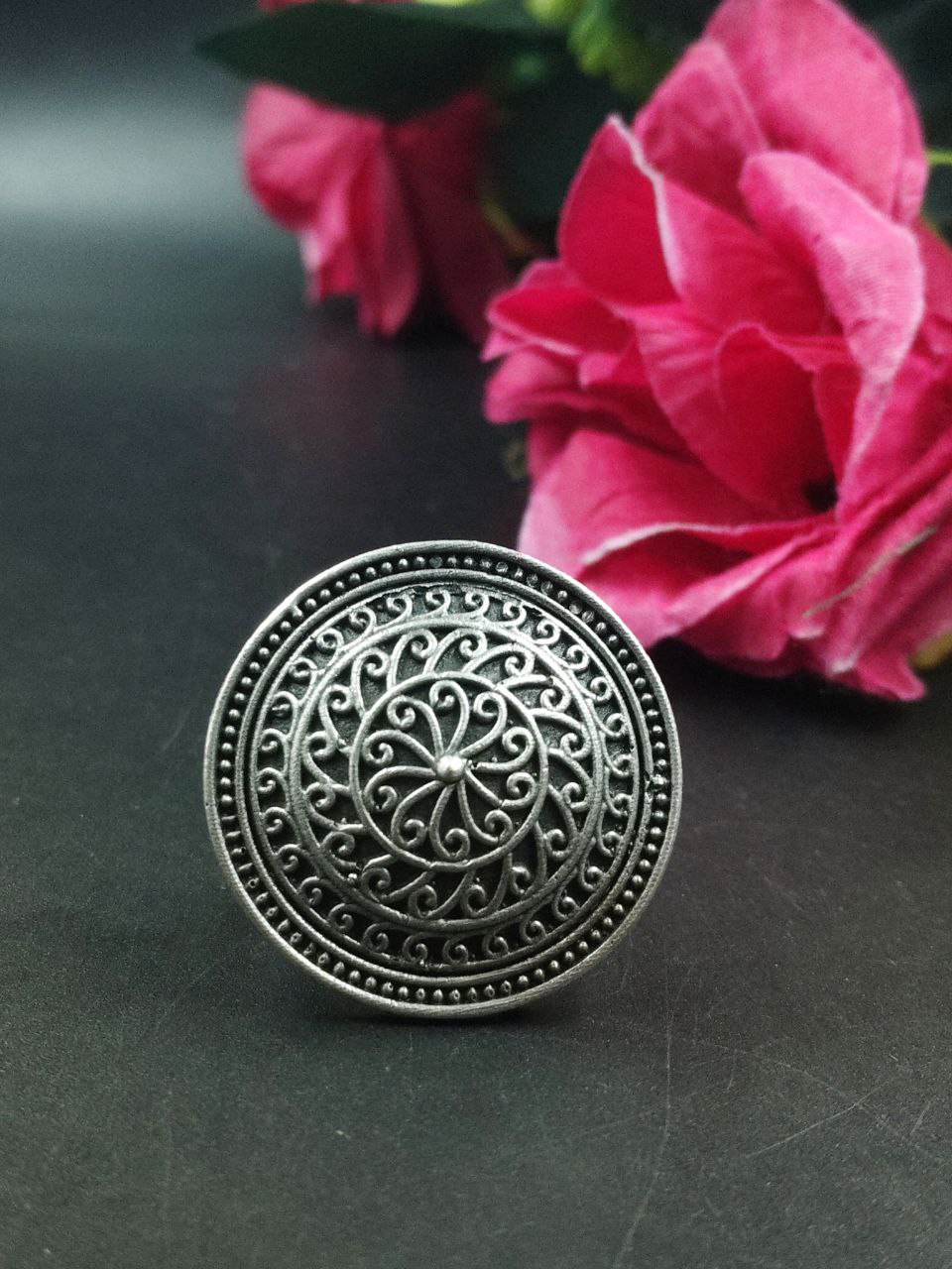 Designer Oxidized Ring | Adjustable Silver Replica Best Jewelry for Girls 6 Designer Adjustable Oxidized Silver Replica Ring for Girls