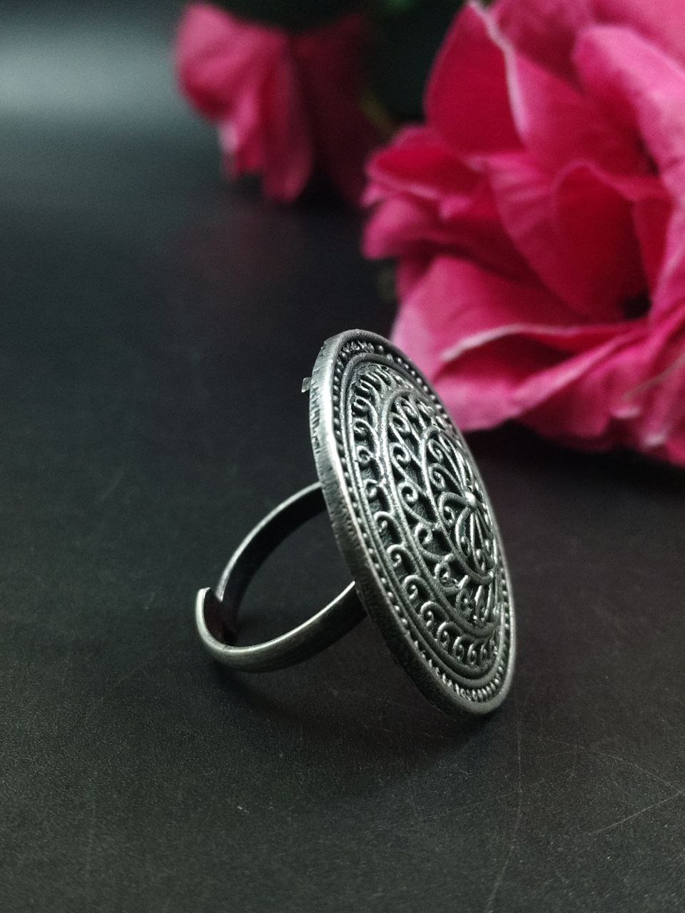 Designer Oxidized Ring | Adjustable Silver Replica Best Jewelry for Girls 3 Designer Adjustable Oxidized Silver Replica Ring for Girls