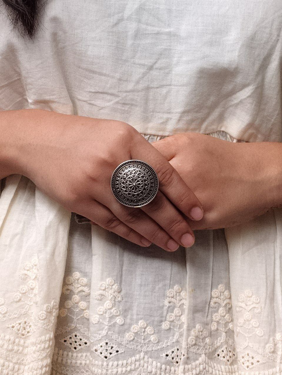 Designer Oxidized Ring | Adjustable Silver Replica Best Jewelry for Girls 4 Designer Adjustable Oxidized Silver Replica Ring for Girls