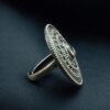 Handcrafted Stone Adjustable Ring | Best Oxidized Silver Replica Ethnic Wear 9 Handcrafted oxidized stone adjustable silver replica ethnic ring for women.