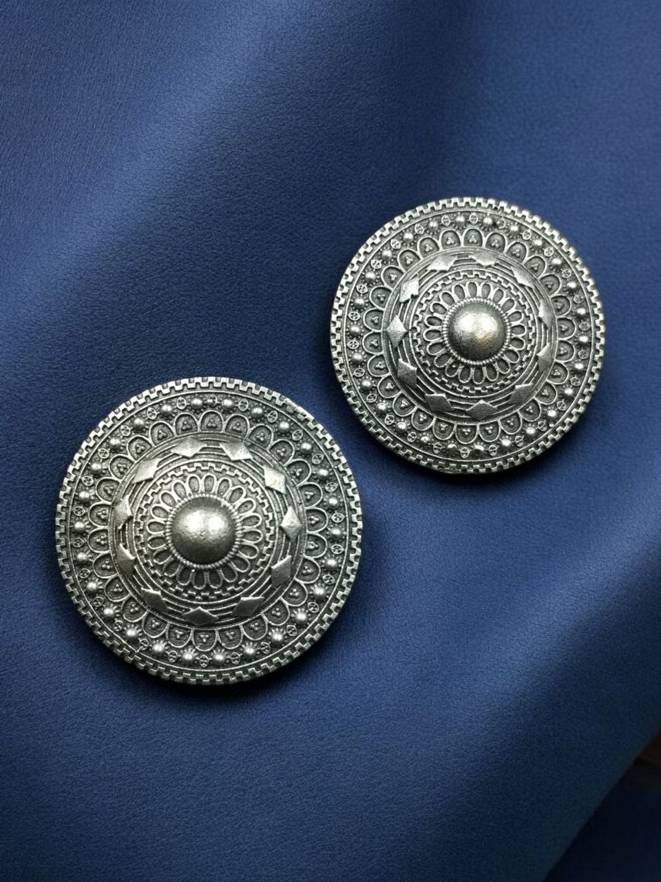 Trendy Silver Look Stud Earrings | Lightweight Everyday Ethnic Amazing Jewelry 3 silver look oxidized stud earrings for women