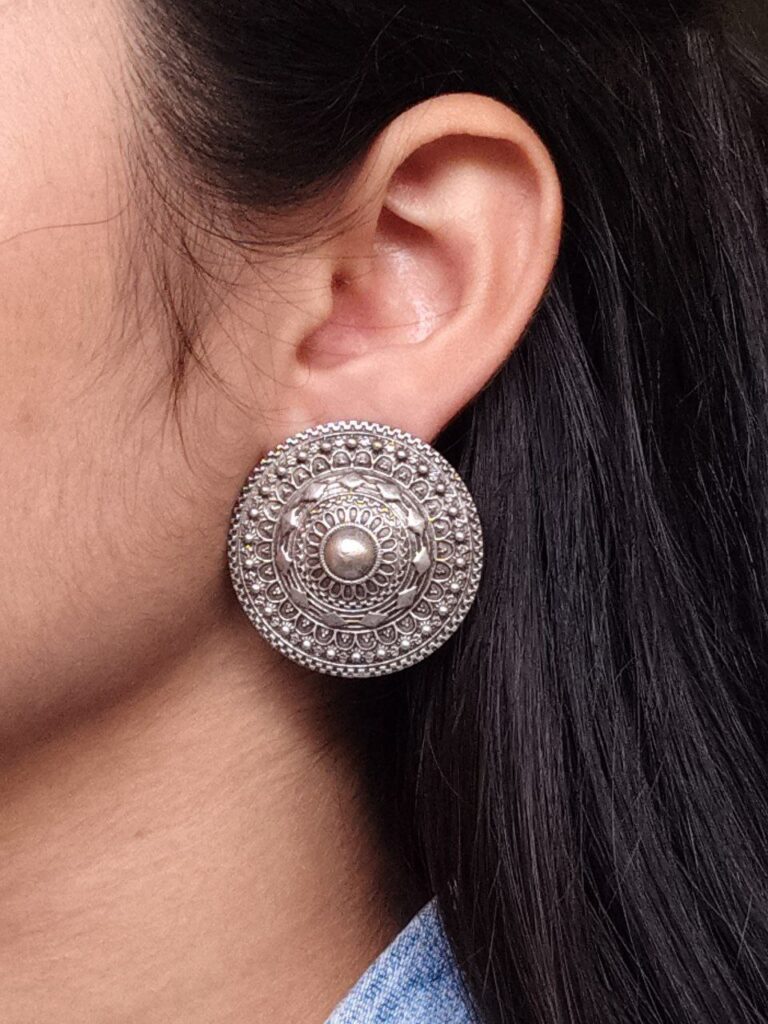 Trendy Silver Look Stud Earrings | Lightweight Everyday Ethnic Amazing Jewelry