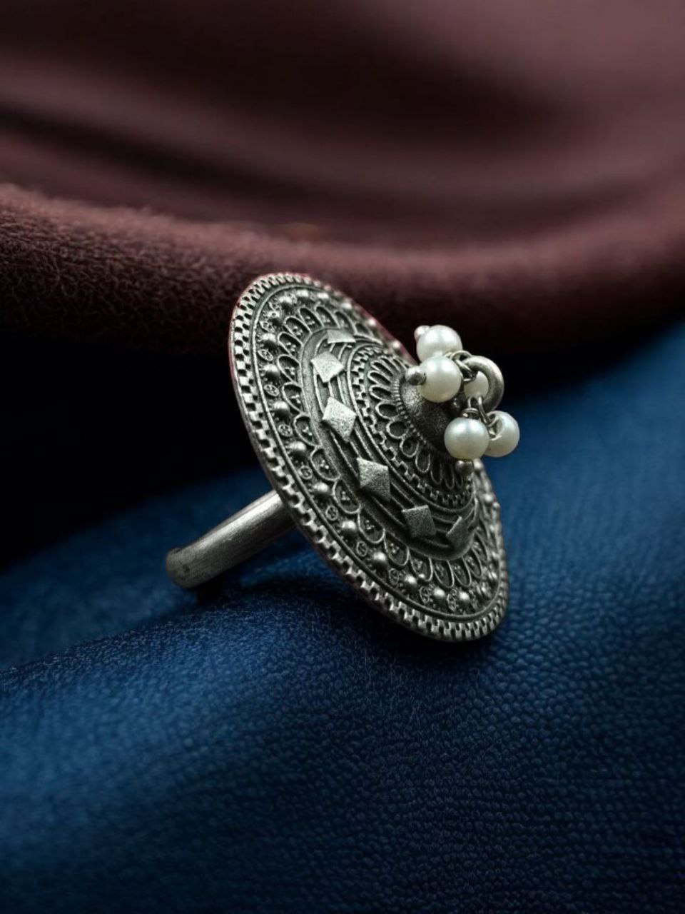 Designer Silver Touch Oxidized Ring | Perfect Gift for Women & Girls 7 oxidized silver touch adjustable ring for women