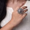 Designer Silver Touch Oxidized Ring | Perfect Gift for Women & Girls 11 oxidized silver touch adjustable ring for women