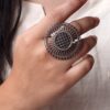 Vintage Look Oxidized Adjustable Ring | Best Silver Finish Stylish Women’s Jewelry 11 Oxidized adjustable silver finish ring with vintage traditional design for women.