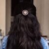 Oxidized round adjustable hair pin for women.