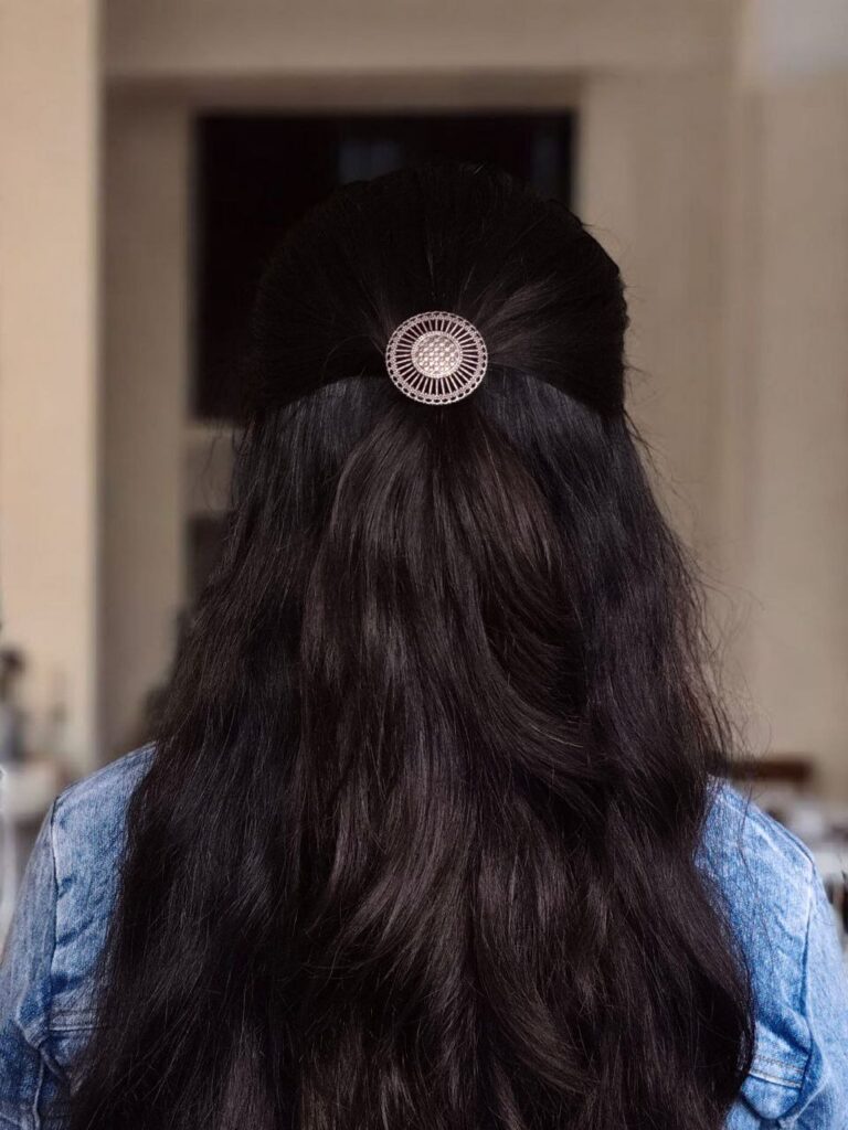 Oxidized Round Adjustable Hair Pin | Silver Replica Vintage Stylish Beautiful Jewelry