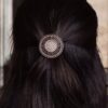 Oxidized round adjustable silver replica hair pin for women.
