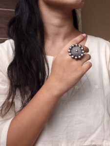 Traditional Round Design Ring | Oxidized Silver Replica Best Jewelry