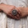 Traditional Round Design Ring | Oxidized Silver Replica Best Jewelry 9 Traditional round oxidized silver replica adjustable ring for women.