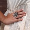 Traditional Round Design Ring | Oxidized Silver Replica Best Jewelry 8 Traditional round oxidized silver replica adjustable ring for women.