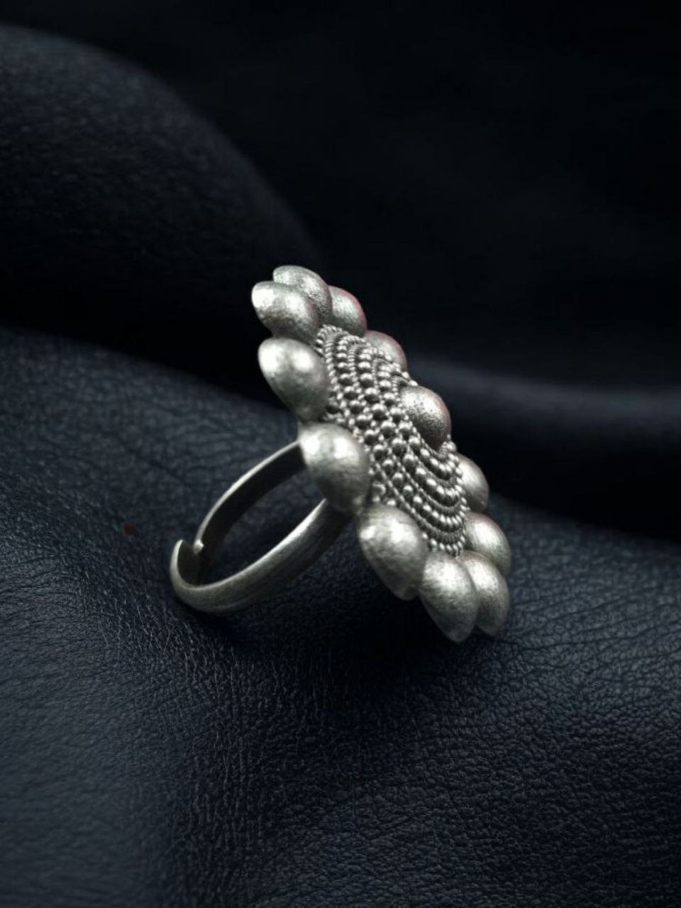 Traditional Round Design Ring | Oxidized Silver Replica Best Jewelry 6 Traditional round oxidized silver replica adjustable ring for women.