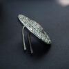 Oxidized Silver Replica Floral Art Hair Pin for Women