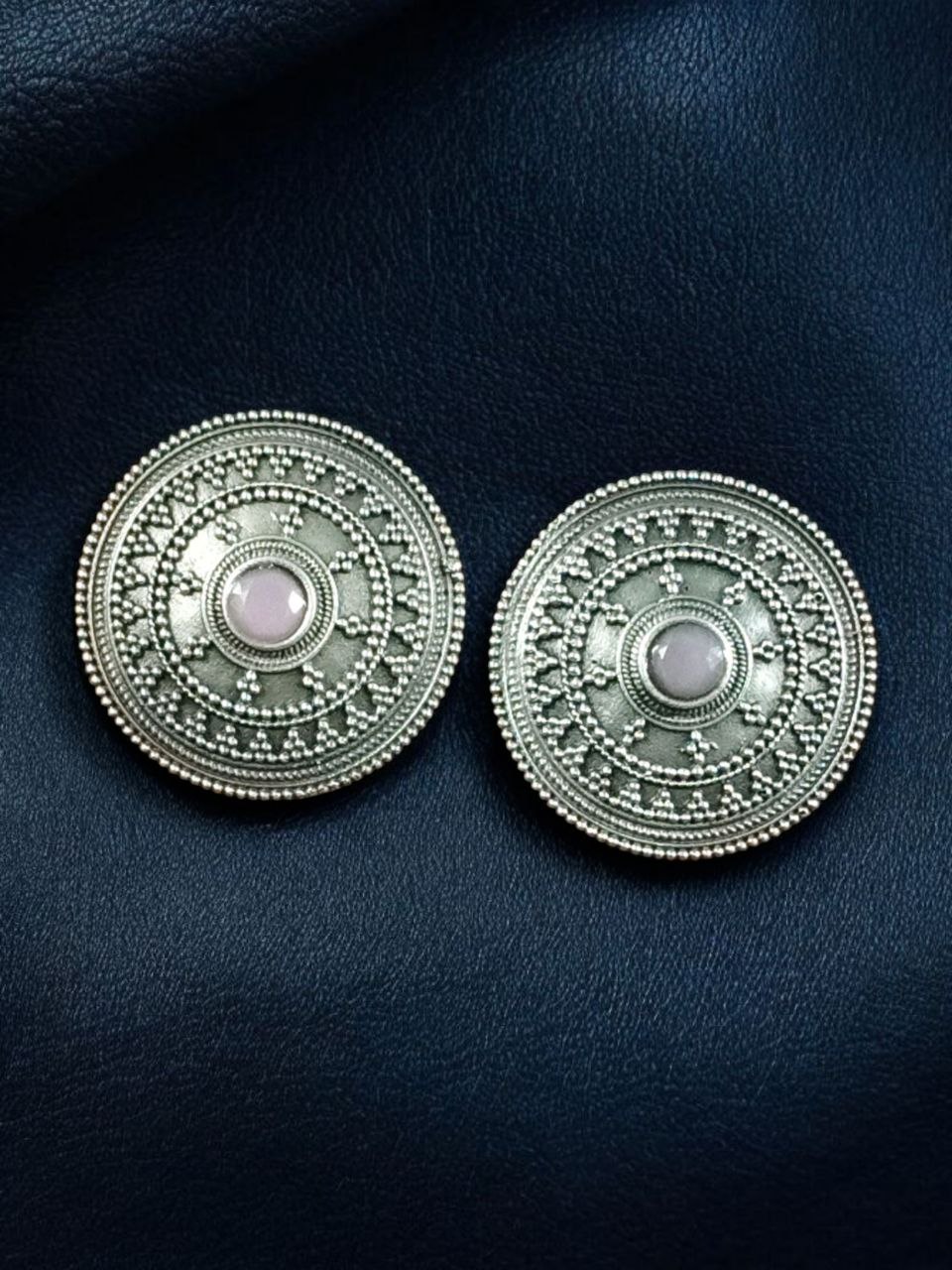 Elegant Silver Look Round Stud Earrings with Stone | Everyday Wear Perfect Jewelry For Girls 9 Silver look round stud earrings with stone for daily wear.