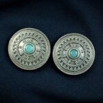 Bulk 392 Elegant Silver Look Round Stud Earrings with Stone | Everyday Wear Perfect Jewelry For Girls - "Mint"