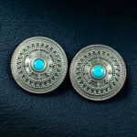 Bulk 386 Elegant Silver Look Round Stud Earrings with Stone | Everyday Wear Perfect Jewelry For Girls - "Aqua"