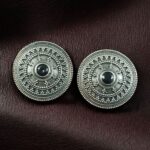 Bulk 380 Elegant Silver Look Round Stud Earrings with Stone | Everyday Wear Perfect Jewelry For Girls - "Black"