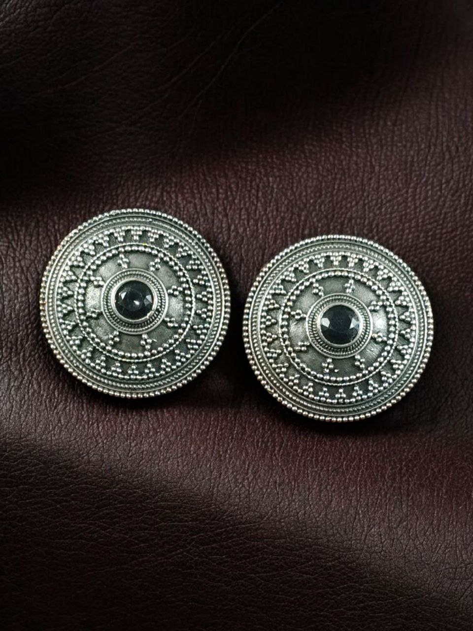 Elegant Silver Look Round Stud Earrings with Stone | Everyday Wear Perfect Jewelry For Girls 3 Silver look round stud earrings with stone for daily wear.