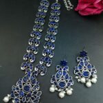 Bulk 162 Ethnic Peacock Long Necklace with Stone & Pearl Work – Best Traditional Jewelry For Women - "Blue"