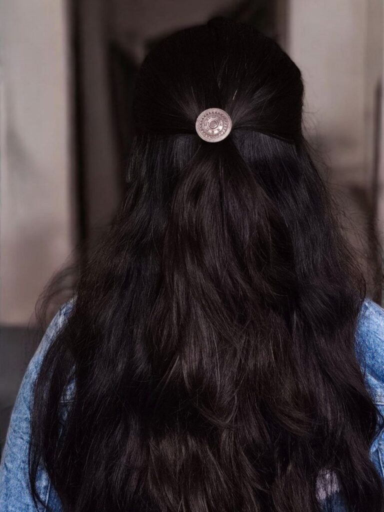 Vintage Style Oxidized Stone Hair Pin | Silver Look Best Traditional Juda Stick