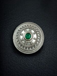 Vintage Style Oxidized Stone Hair Pin | Silver Look Best Traditional Juda Stick - color: "Green"