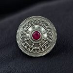 Bulk 362 Vintage Style Oxidized Stone Hair Pin | Silver Look Best Traditional Juda Stick - "Red"