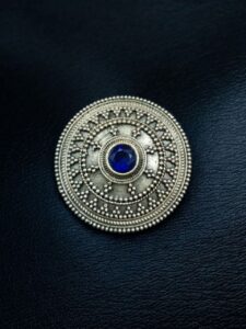 Vintage Style Oxidized Stone Hair Pin | Silver Look Best Traditional Juda Stick - color: "Blue"