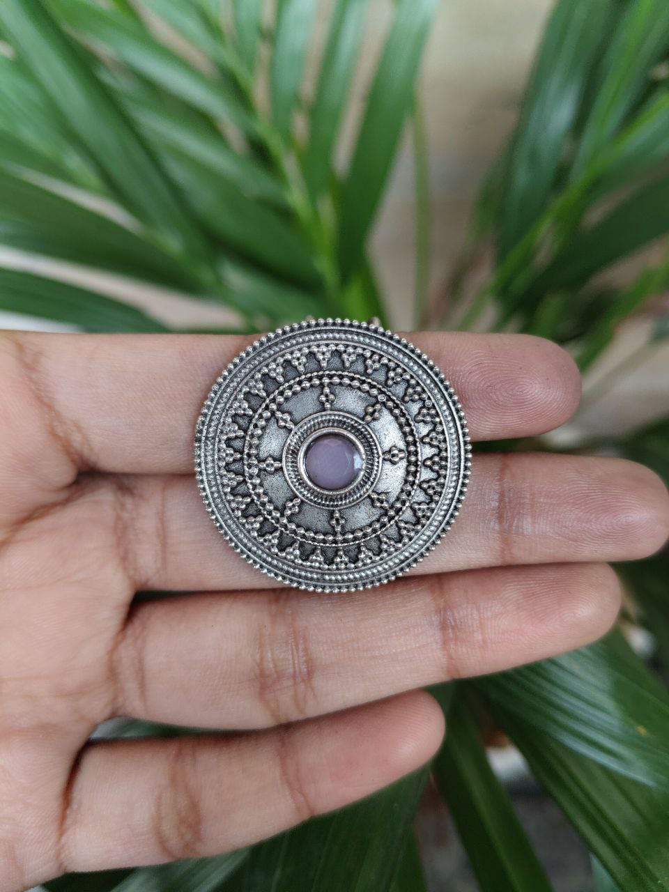 Vintage Style Oxidized Stone Hair Pin | Silver Look Best Traditional Juda Stick 2 Vintage oxidized hair pin with stone in silver replica finish.