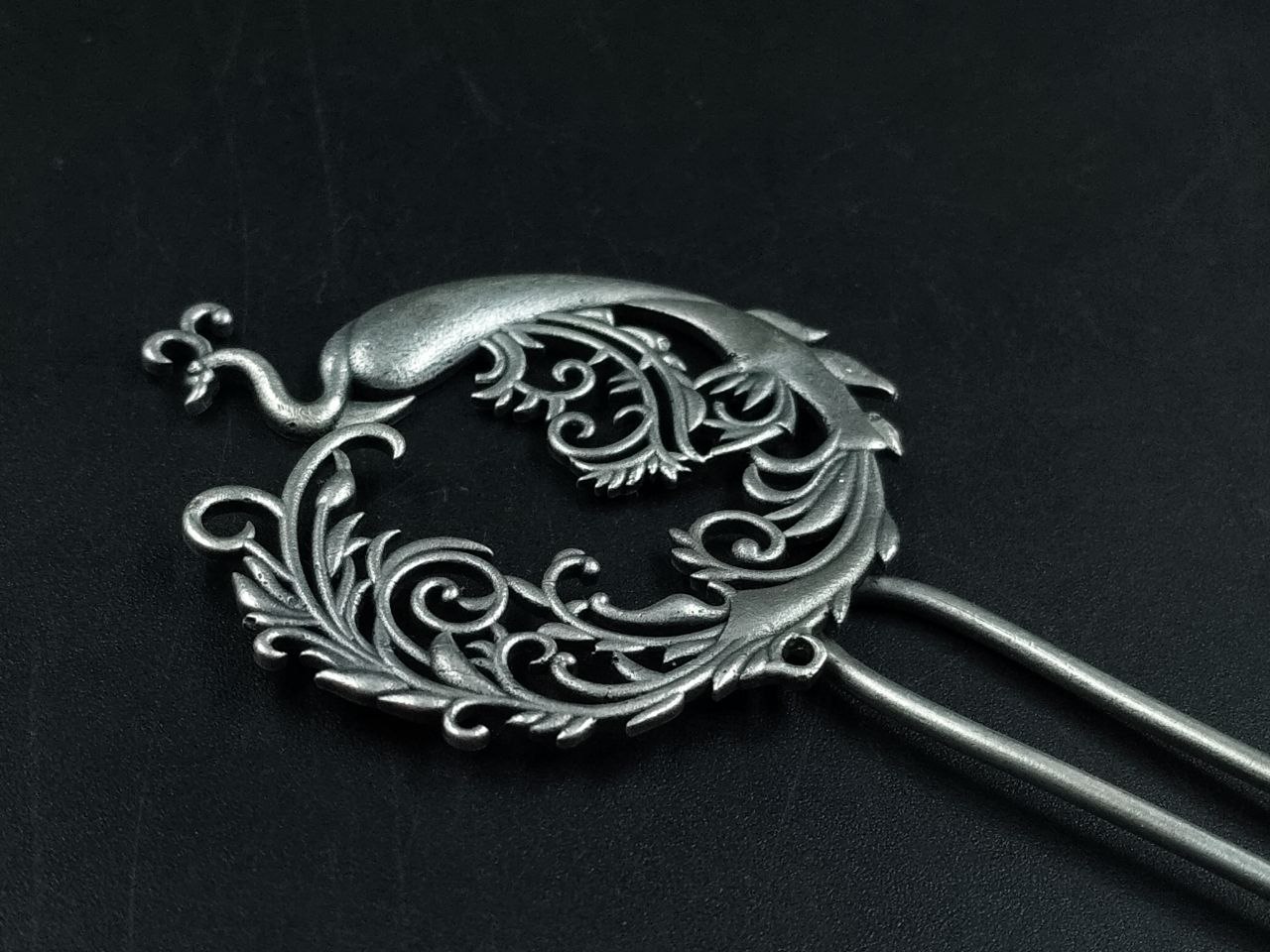Elegant Peacock Juda Pin | Oxidized Silver Replica Best Hair Accessory for Girls 4 Elegant Oxidized Peacock Juda Pin Silver Replica Floral Art Hair Accessory for GirlsElegant Oxidized Peacock Juda Pin Silver Replica Floral Art Hair Accessory for Girls