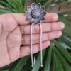 Decorative Flower Juda Pin | Silver Replica Hair Accessory with Unique Design 9 Decorative silver flower Juda pin
