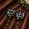 Designer Half Moon Oxidized Earcuff Silver Replica with Stone Work for Girls