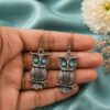 Trendy Owl Hook Earrings | German Silver Ethnic Dangler Stone Best Jewelry for Everyday Style 19 German Silver Owl Hook Earrings with Stone Work