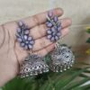 Oxidised Jambo Size Jhumka Earrings | Traditional Stone Work Oxidised Earring