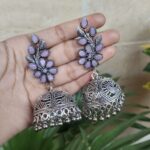 Oxidised Jambo Size Jhumka Earrings | Traditional Stone Work Oxidised Earring