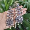 Silver Plated Long Dangler Earrings With Stone And Pearl Work Lightweight Design 2 photo 20 2025 10 07 16 21 57