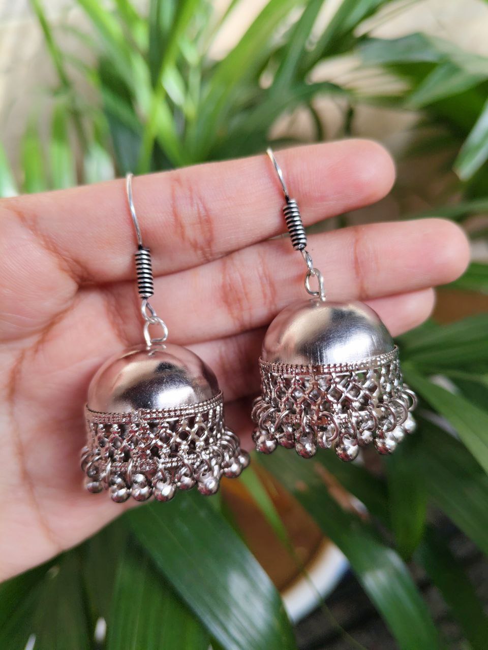 German Silver Jhumka Dangler Hook Earrings With Elegant Traditional Design 1 German Silver Jhumka Dangler Hook Earrings With Elegant Traditional Design