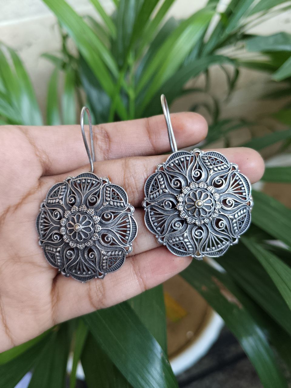 Flower Hook Dangler Earrings With Elegant Traditional Design 1 Flower Hook Dangler Earrings With Elegant Traditional Design