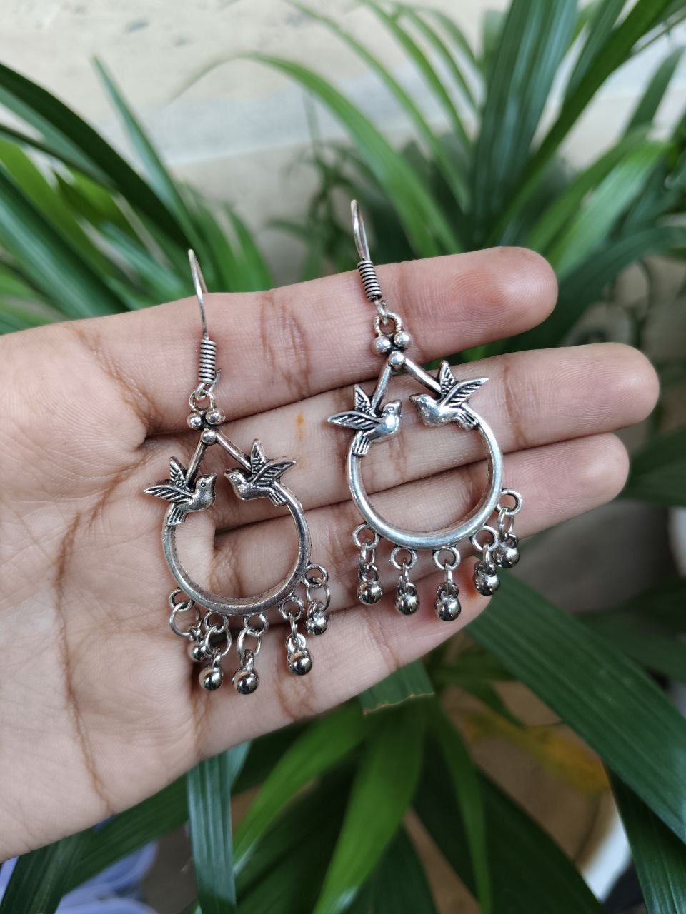 Bird Design Hook Dangler Earrings With Traditional Ghungroo Detailing 1 Bird Design Hook Dangler Earrings With Traditional Ghungroo Detailing